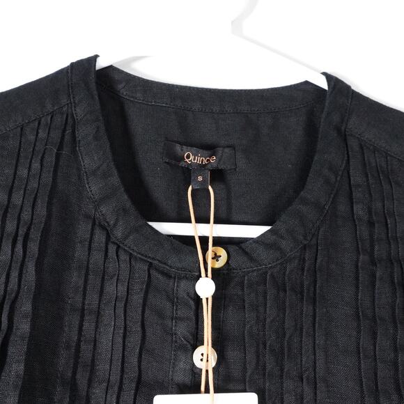 New Quince Womens European Linen Sleeveless Swing Dress Black Small 405181 - Picture 5 of 9